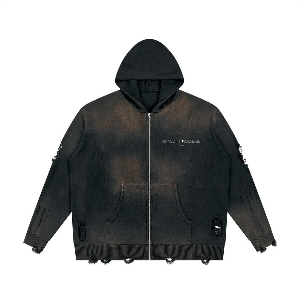 Broken Zip Up Hoodie — front