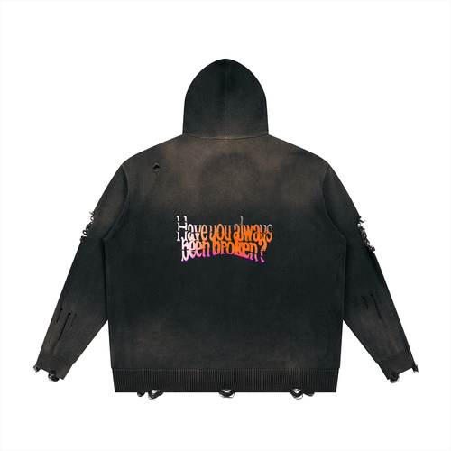 Broken Zip Up Hoodie